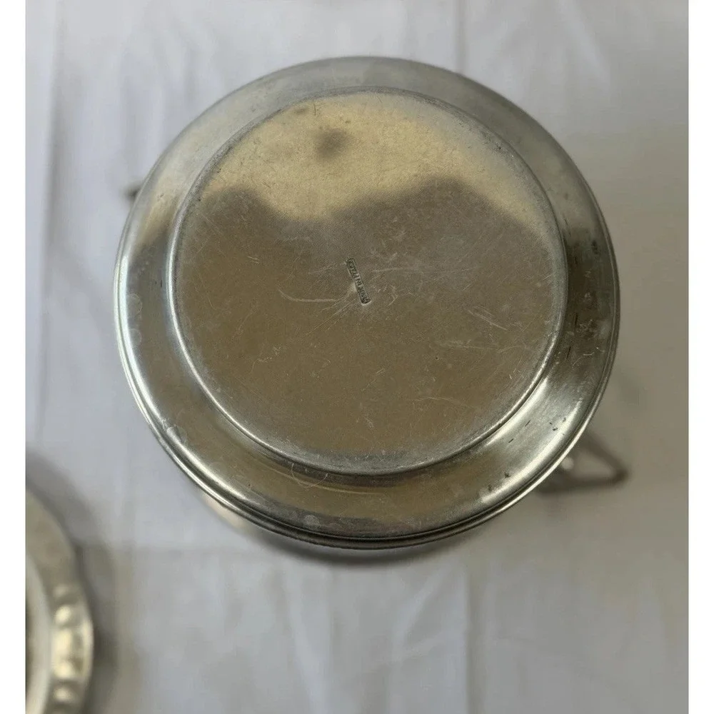 Vintage 1950s Made In Italy Mid Century Hammered Aluminum Ice Bucket W/ Lid
